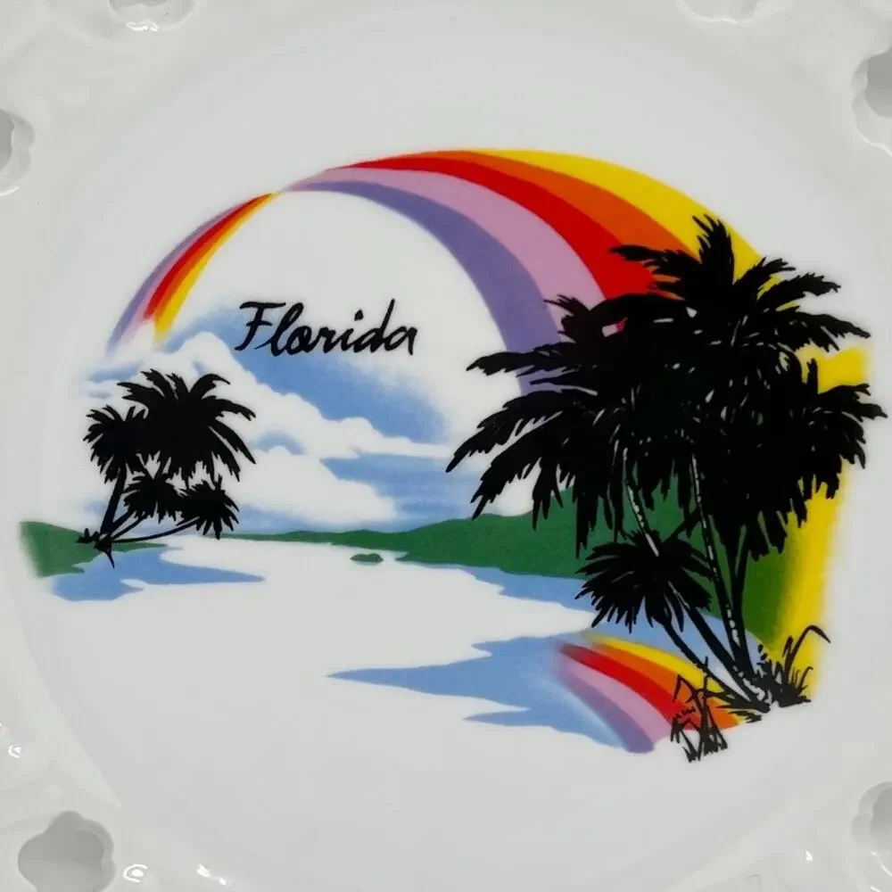 Vintage Collectible Florida Rainbow Palm Trees Souvenir Decorative Plate
